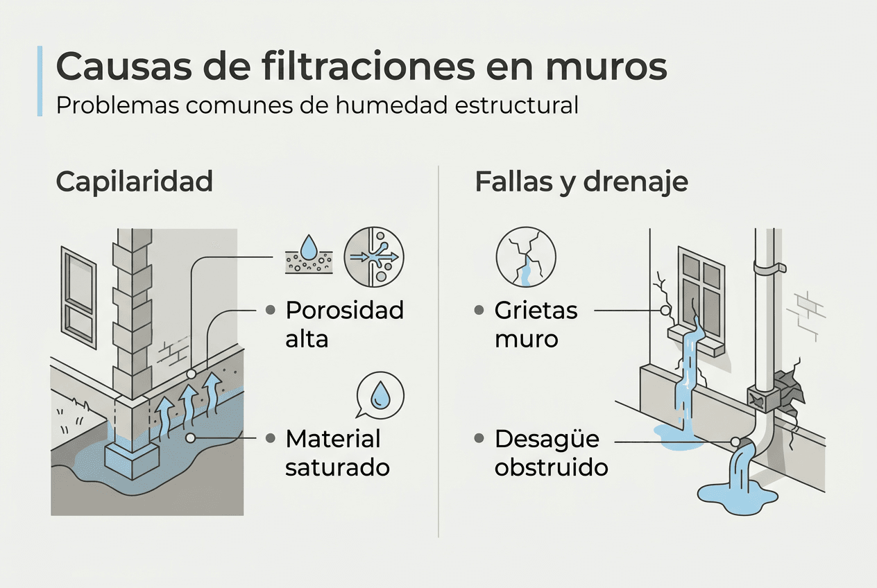 Infografía: Principales motivos por los que se producen filtraciones en las paredes