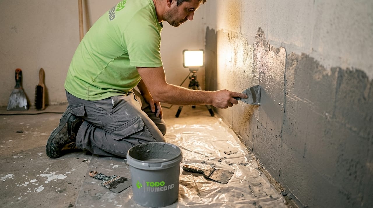 Impermeabilización de muro en el sótano de una vivienda