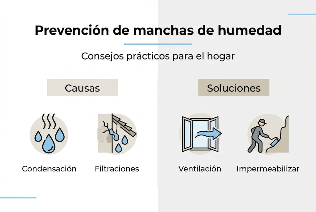 Guía visual sobre cómo prevenir y cuáles son las principales causas de la humedad en casa