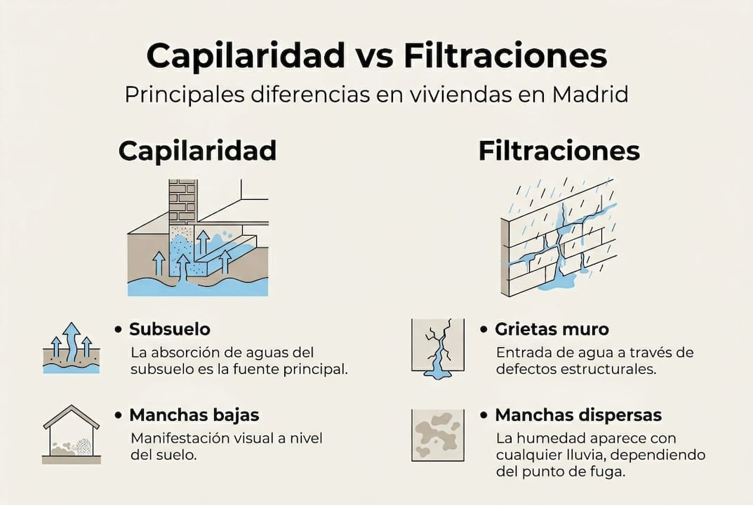 Infografía: ¿En qué se diferencian la capilaridad y las filtraciones en las paredes?