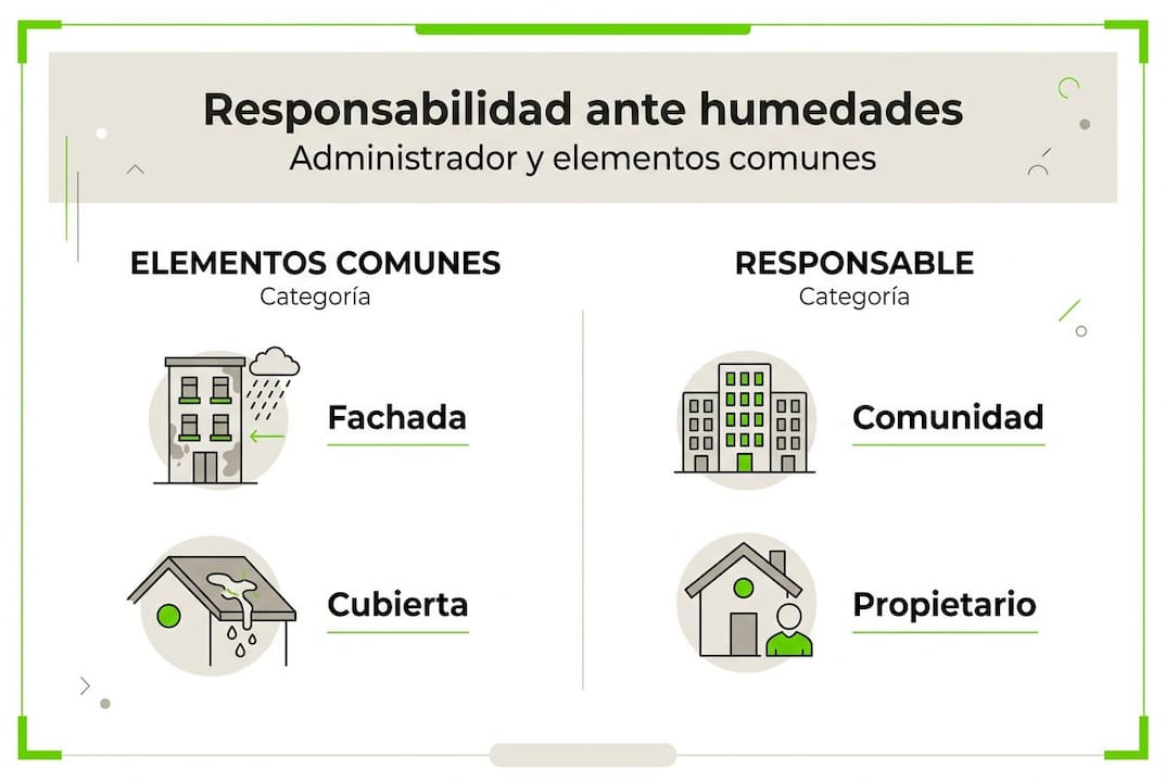 Guía visual sobre la responsabilidad legal en casos de humedades