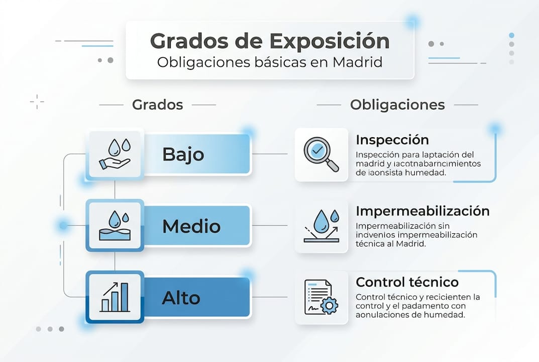 Infografía sobre los distintos niveles de exposición en Madrid