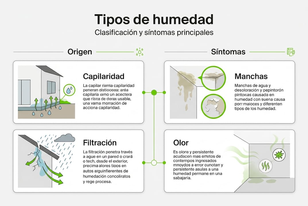 Guía visual sobre los diferentes tipos de humedad y sus principales señales