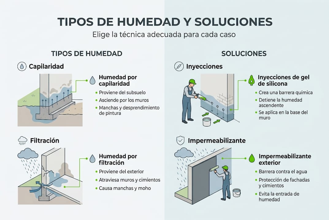 Guía visual sobre los distintos tipos de humedad y cómo solucionarlos