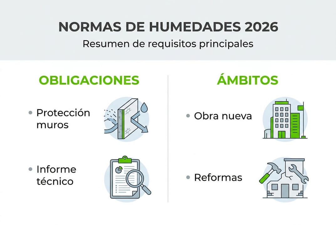 Infografía actualizada sobre la regulación de humedades prevista para 2026