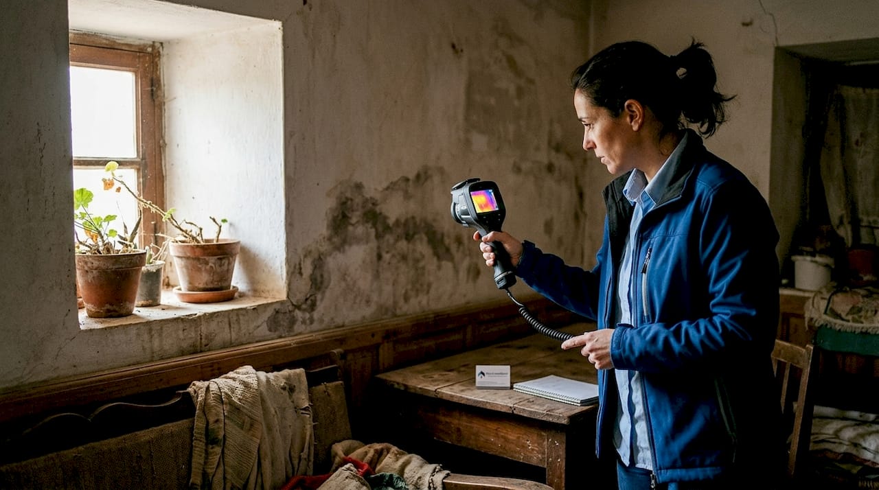 Aplicación de la cámara termográfica en muros rurales