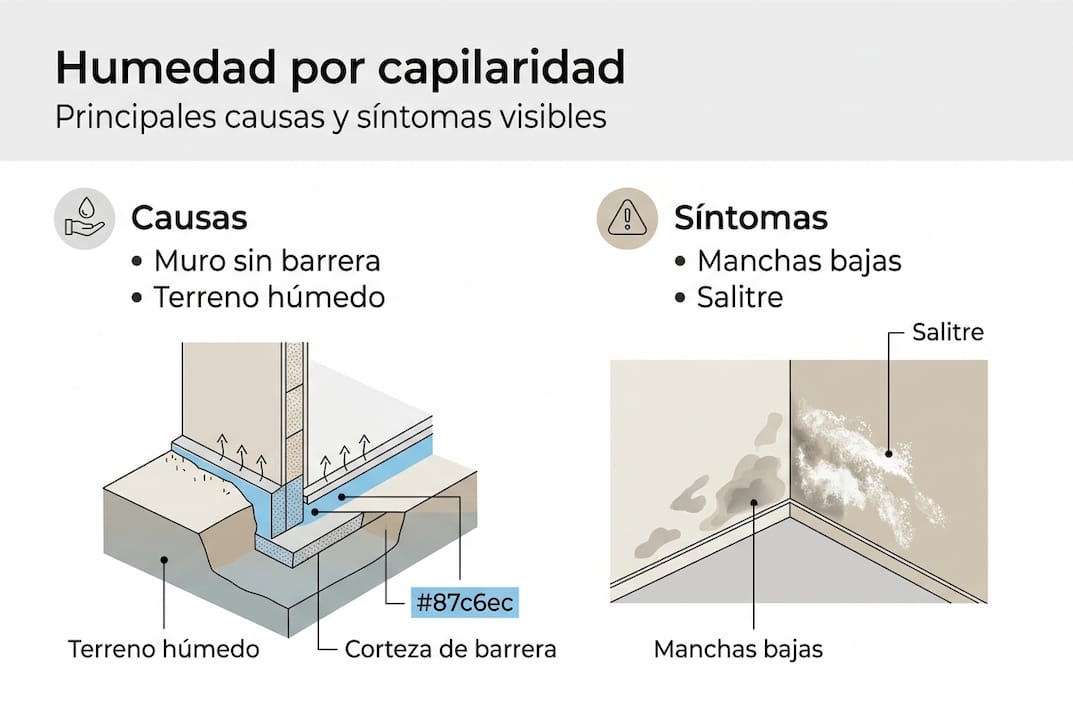 Infografía sobre las causas y los síntomas de la humedad
