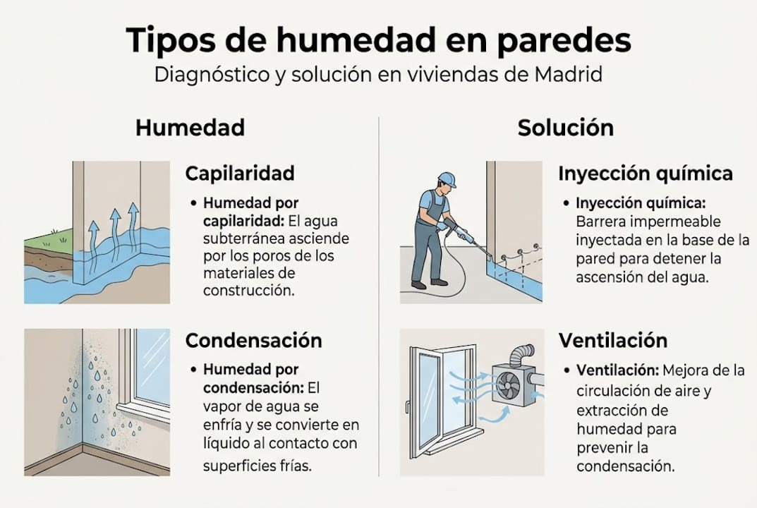 Guía visual sobre los diferentes tipos de humedad en casa y cómo solucionarlos