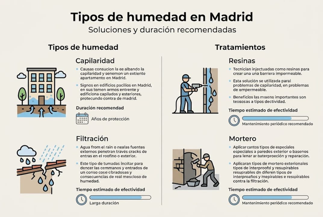 Guía visual sobre los diferentes tipos de humedad y cómo solucionarlos en viviendas de Madrid