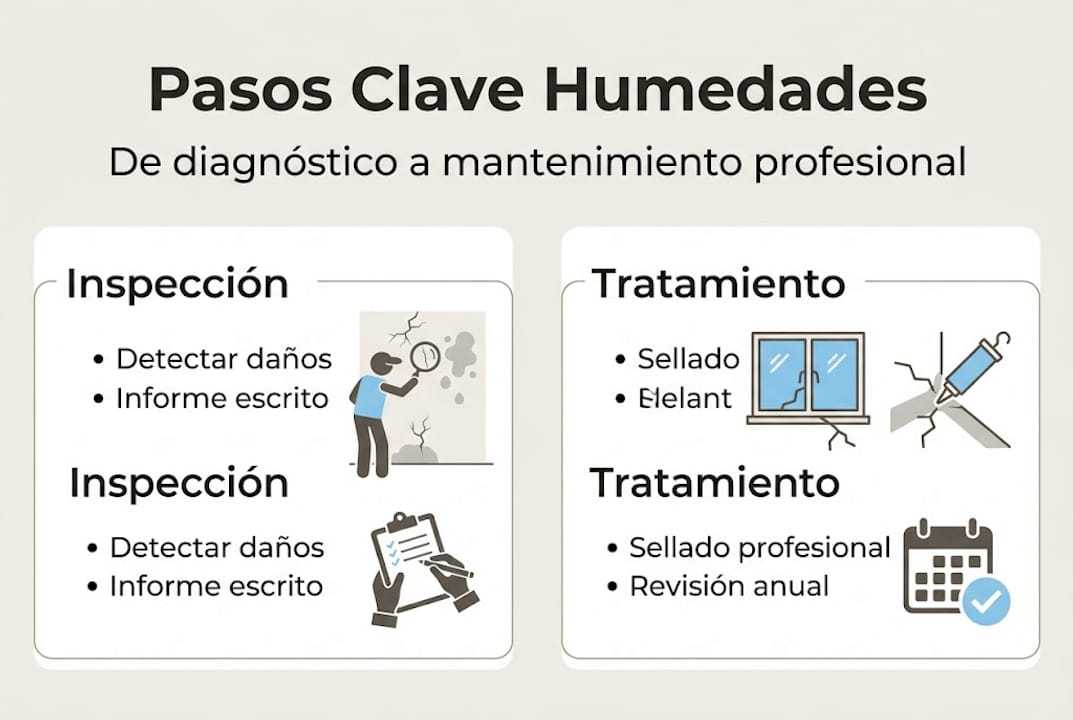 Infografía que explica, paso a paso, cómo eliminar las humedades de manera eficaz