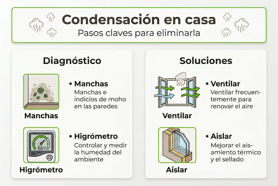 Infografía: pasos esenciales para combatir la condensación en casa