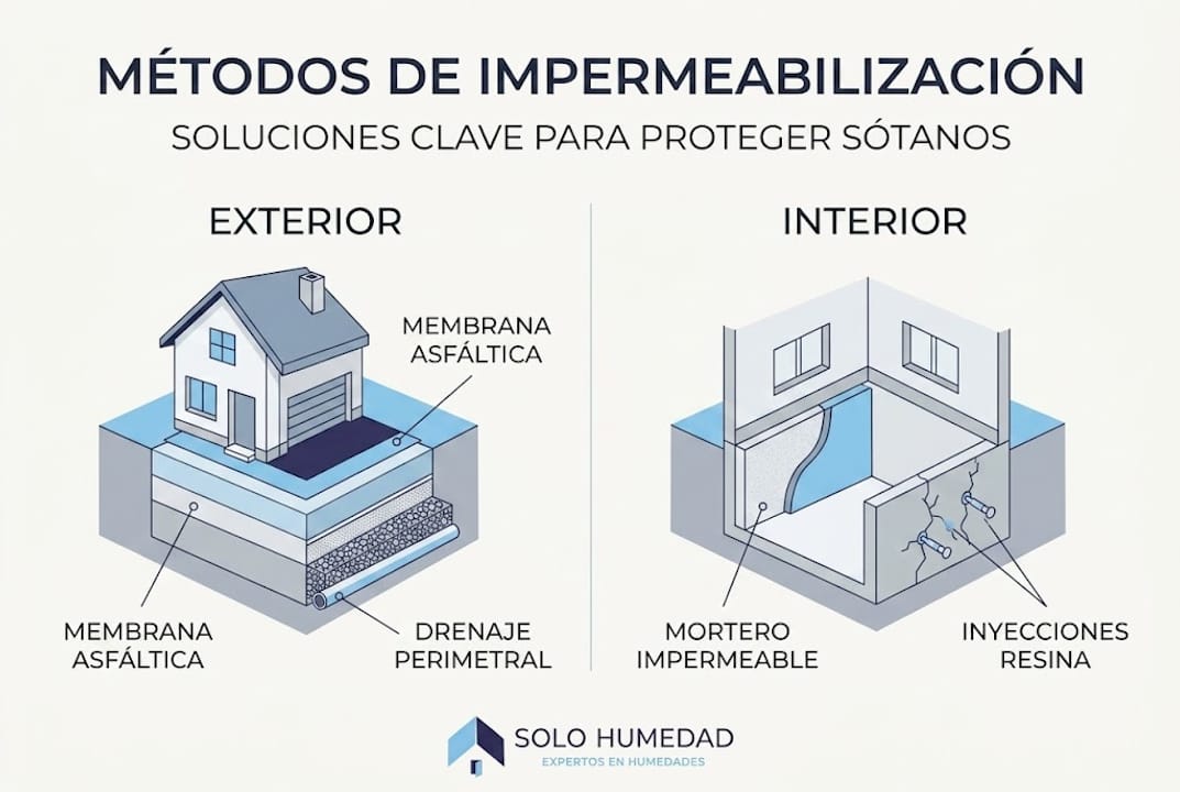 Guía visual de soluciones para impermeabilizar sótanos