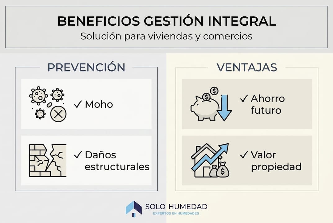 Infografía destacando las principales ventajas y beneficios de una gestión integral