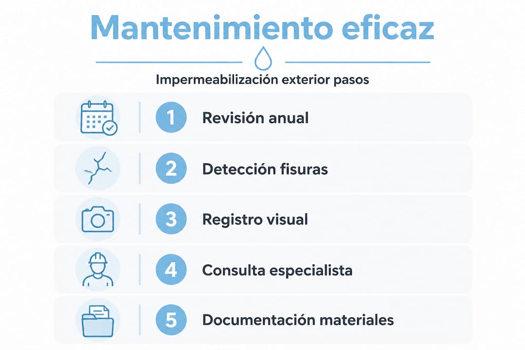 Infografía en formato vertical sobre el proceso de mantenimiento y aplicación de impermeabilizantes