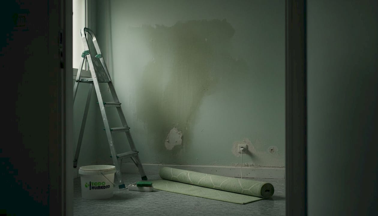 Presencia de humedad y filtraciones en la pared