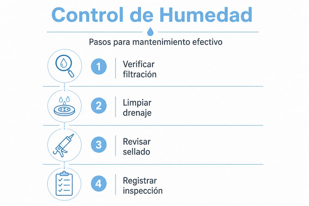 Guía visual con los pasos clave para mantener tus muros libres de filtraciones
