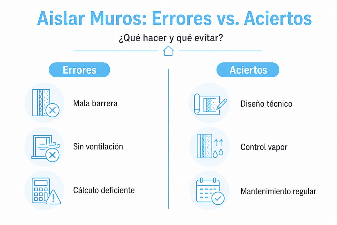 Infografía errores y aciertos en aislamiento de muros