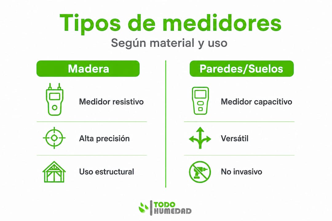 Infografía sobre los diferentes tipos de medidores resistivos y capacitivos