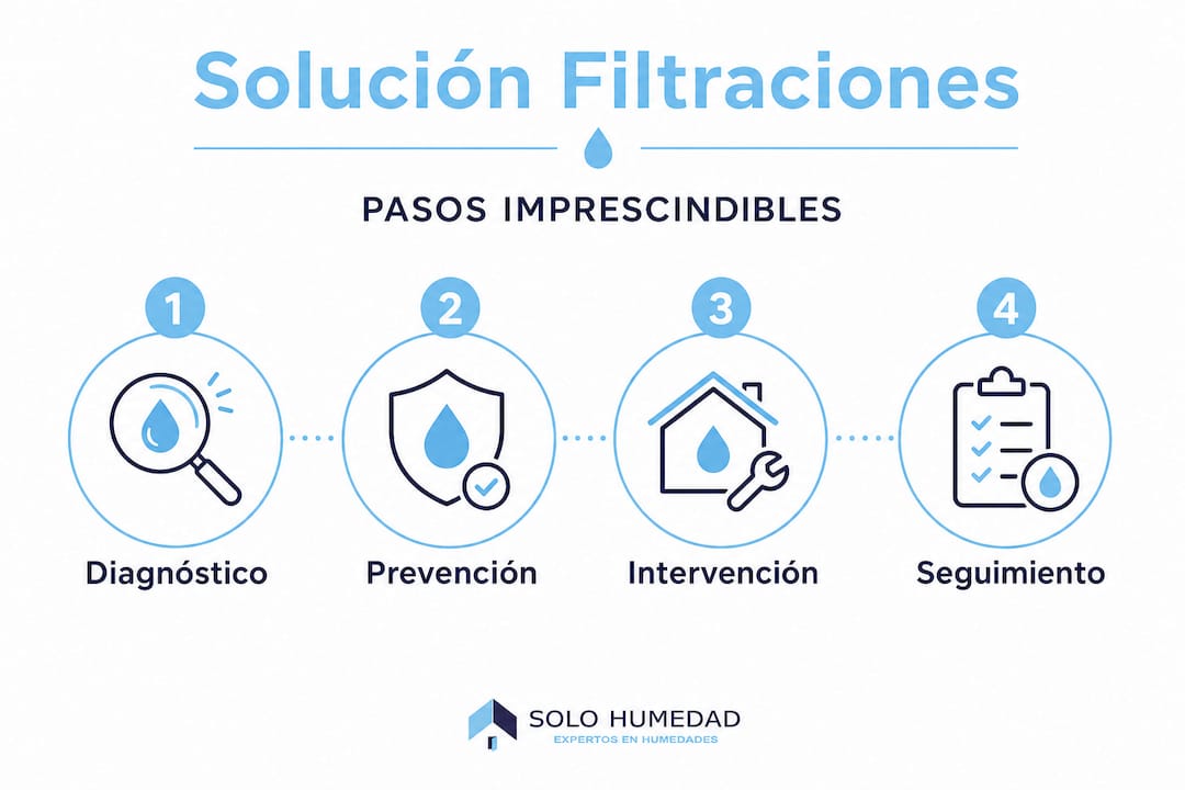 Infografía: cómo solucionar filtraciones en la oficina paso a paso