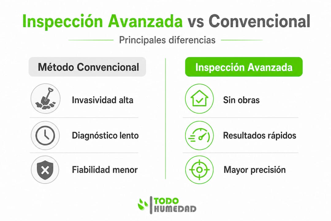 Infografía sobre las diferentes técnicas para detectar y analizar humedades