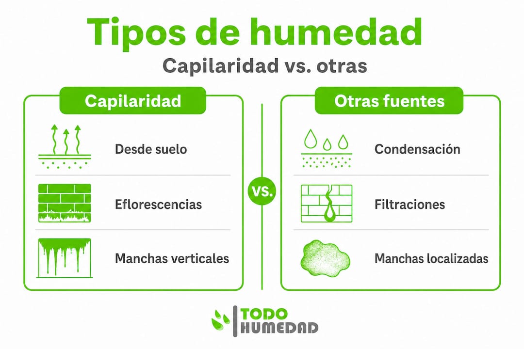 Infografía: ¿En qué se diferencian las humedades por capilaridad de las provocadas por otras causas?