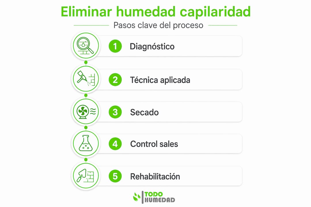 Infografía: cómo eliminar la humedad por capilaridad paso a paso