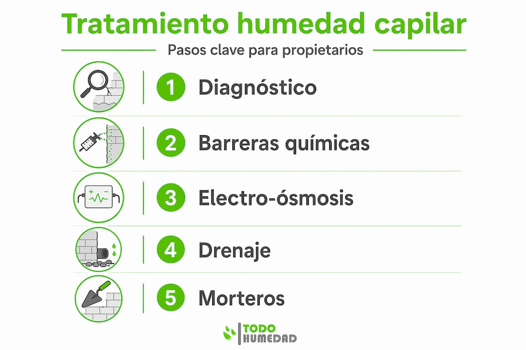 Infografía: guía paso a paso para solucionar problemas de humedad por capilaridad