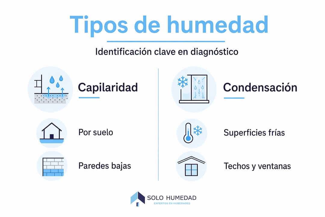 Infografía sobre los diferentes tipos de humedad que se pueden encontrar