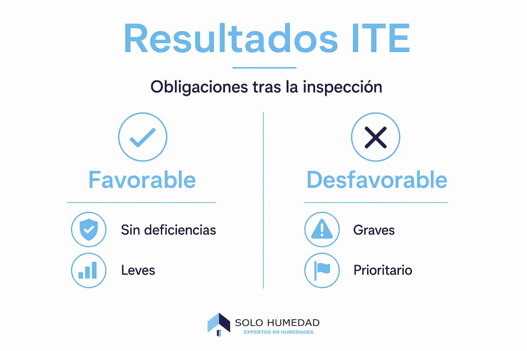 Infografía sobre los posibles escenarios tras una inspección: ¿qué ocurre cuando el resultado es positivo o negativo?