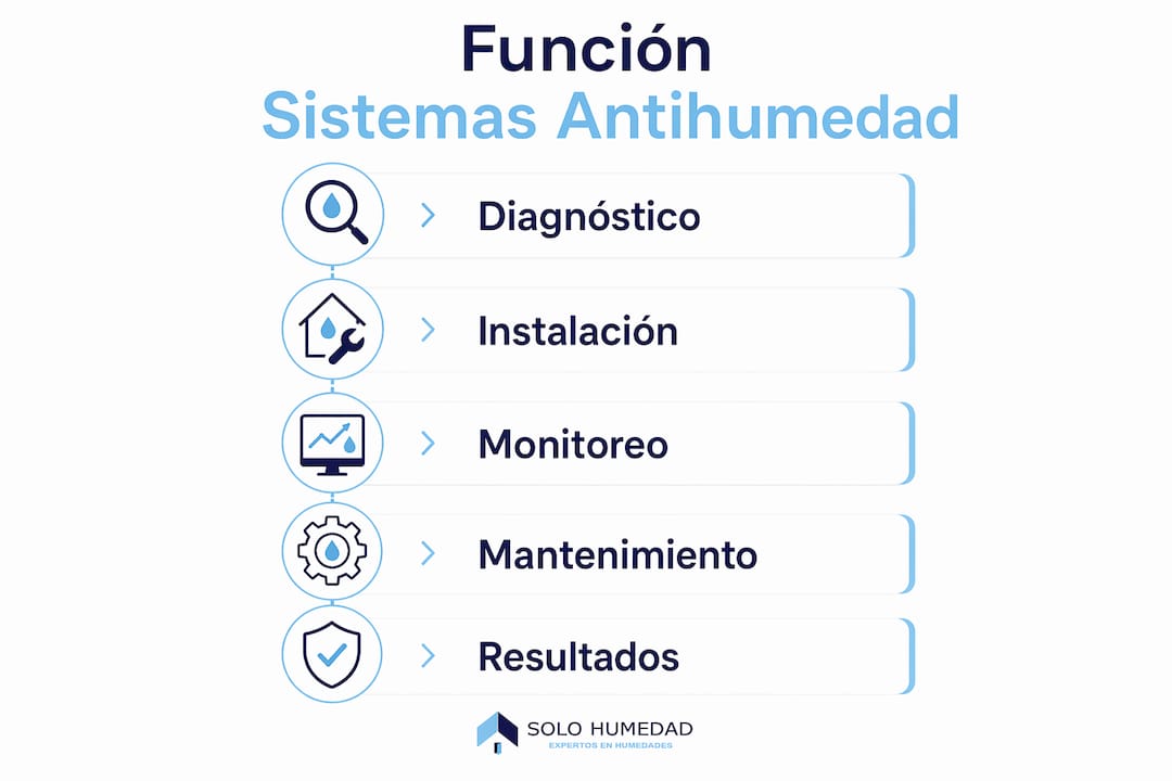 Infografía que explica paso a paso cómo funcionan los sistemas para combatir la humedad