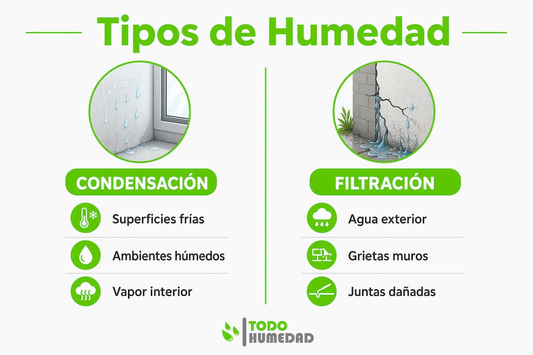 Guía visual: diferencias y causas más comunes de la humedad en las paredes