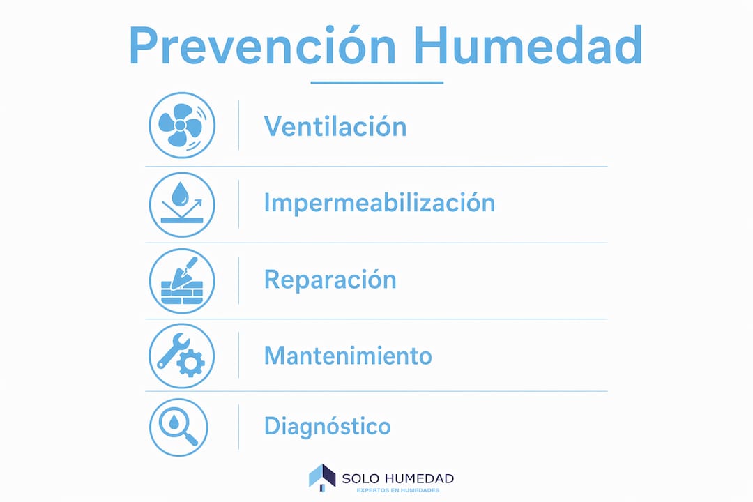 Infografía: pasos clave en un flujo vertical para evitar problemas de humedad en edificios