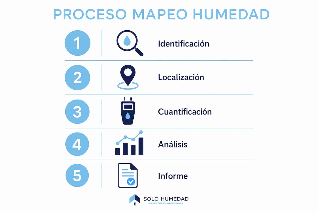 Infografía sobre cómo se realiza el mapeo de la humedad paso a paso