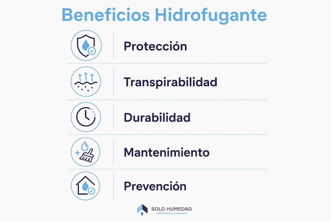 Infografía que explica, paso a paso, las ventajas de aplicar un tratamiento hidrofugante