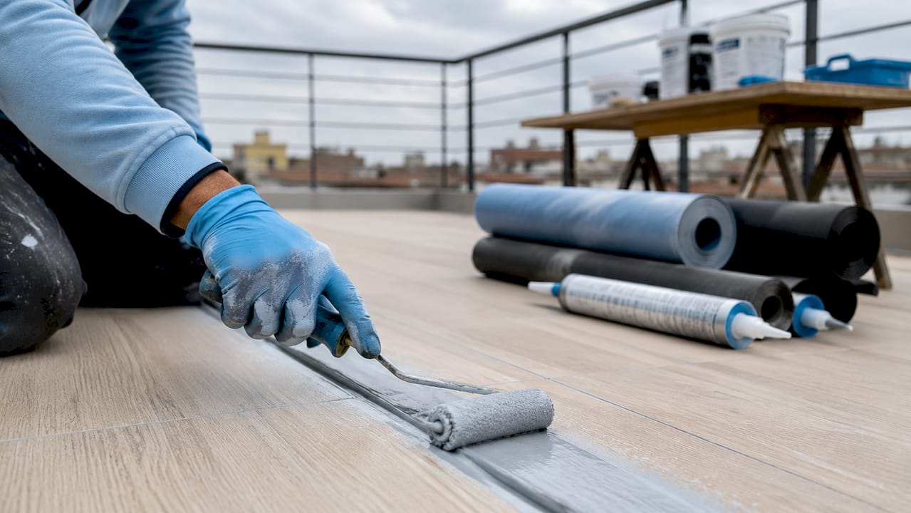 Aplicación de sellador impermeable con las manos
