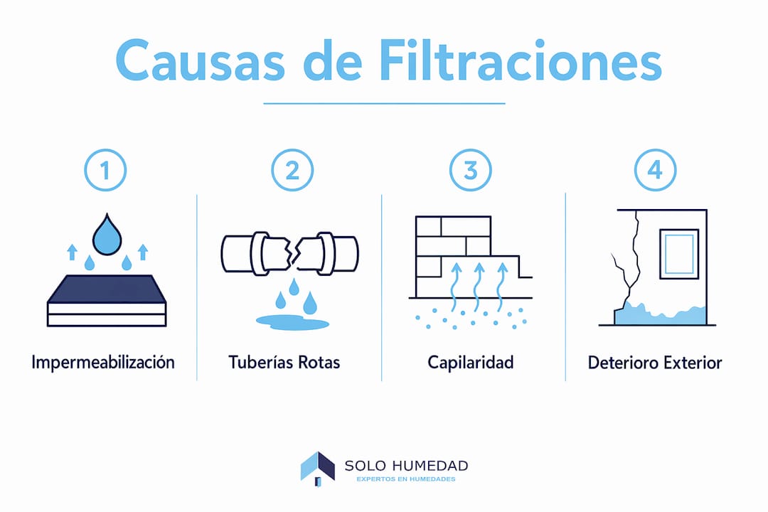 Infografía sobre las principales razones por las que se producen filtraciones
