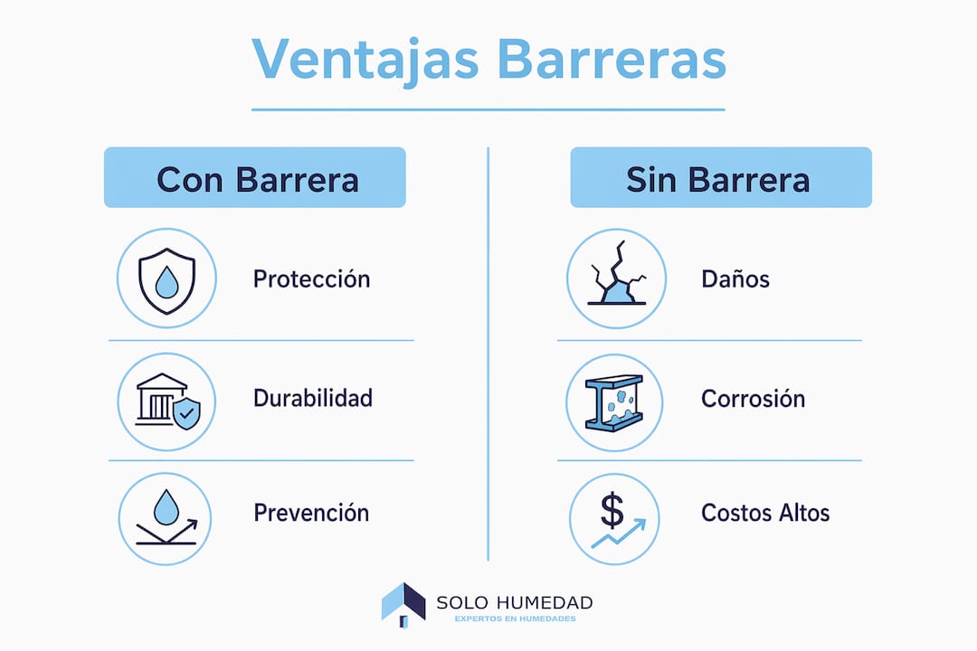 Análisis visual de los beneficios de contar o no con barreras impermeables