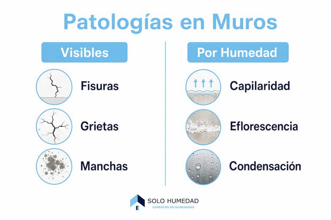 Infografía sobre las principales patologías que pueden afectar a los muros
