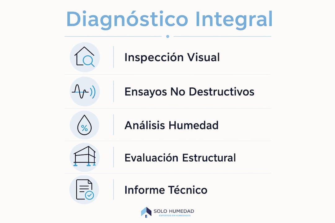 Infografía sobre el proceso de diagnóstico completo en edificios históricos