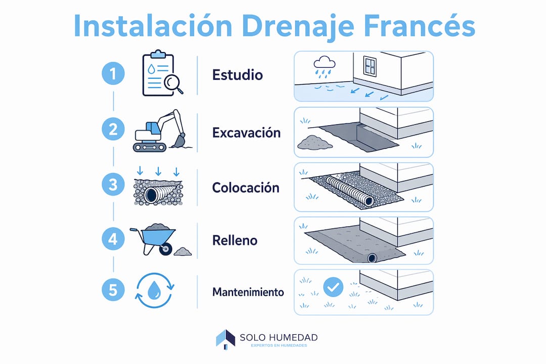 Guía visual: cómo instalar y mantener un drenaje francés paso a paso