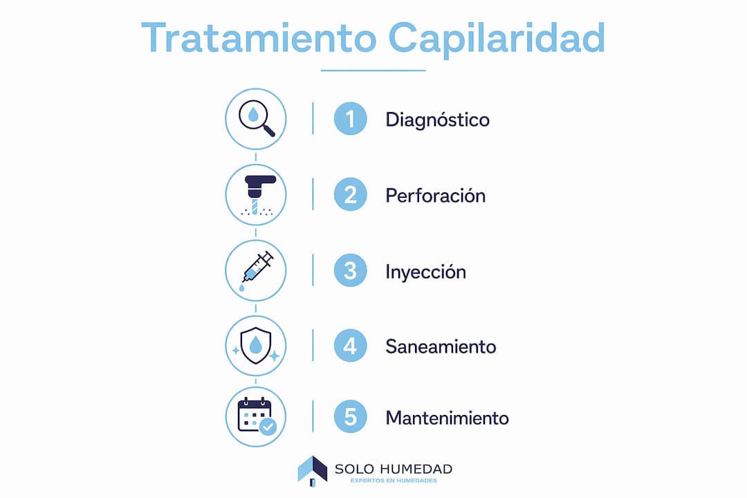 Infografía con las etapas del tratamiento para la capilaridad
