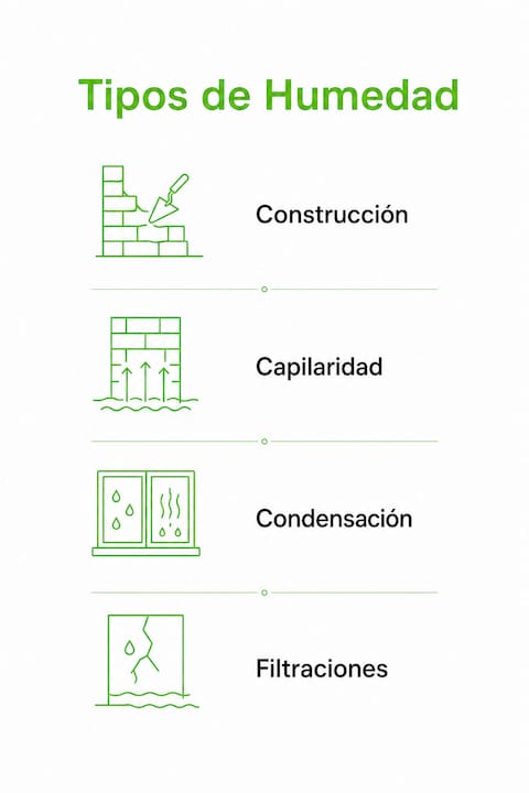 Guía visual sobre los tipos más comunes de humedad en obras y edificios