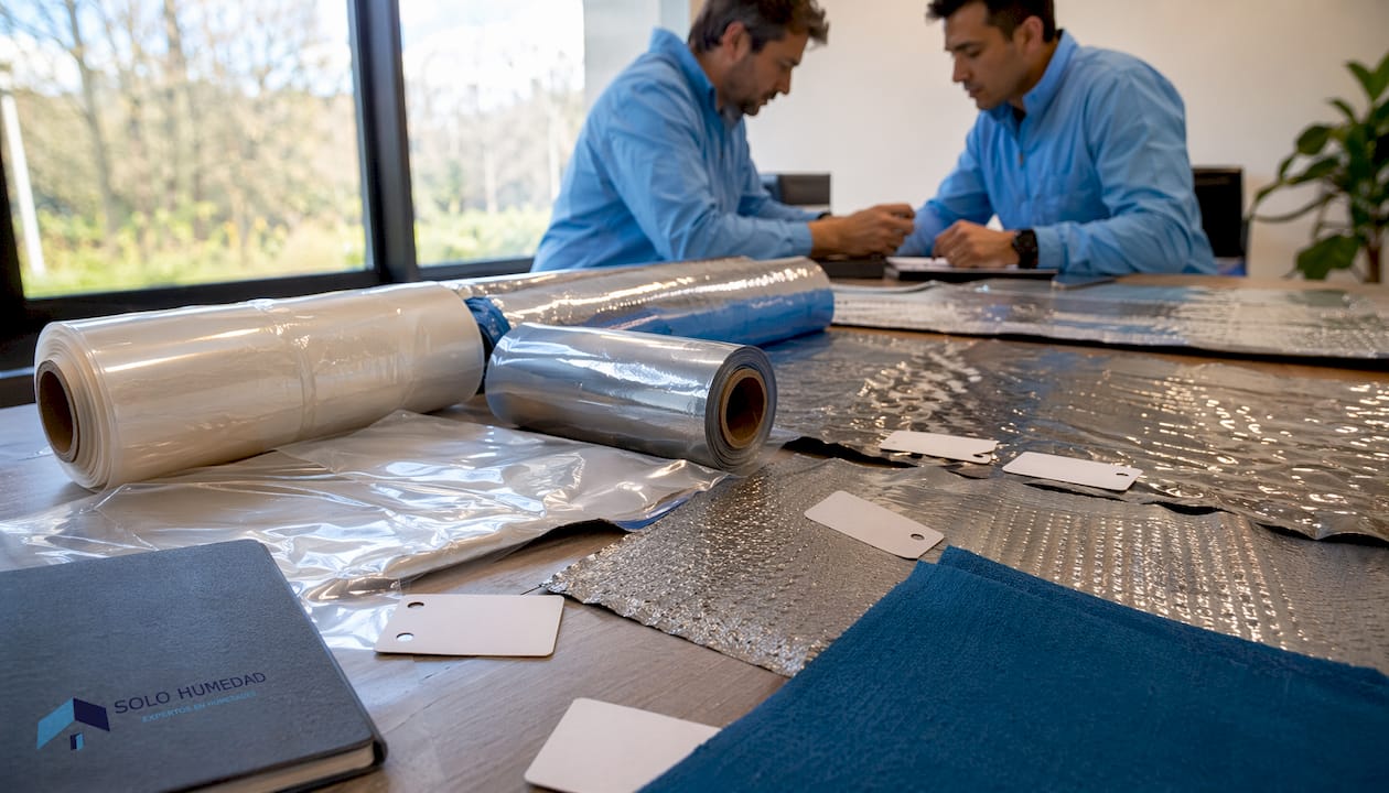 Opciones de materiales para colocar una barrera de vapor en la mesa