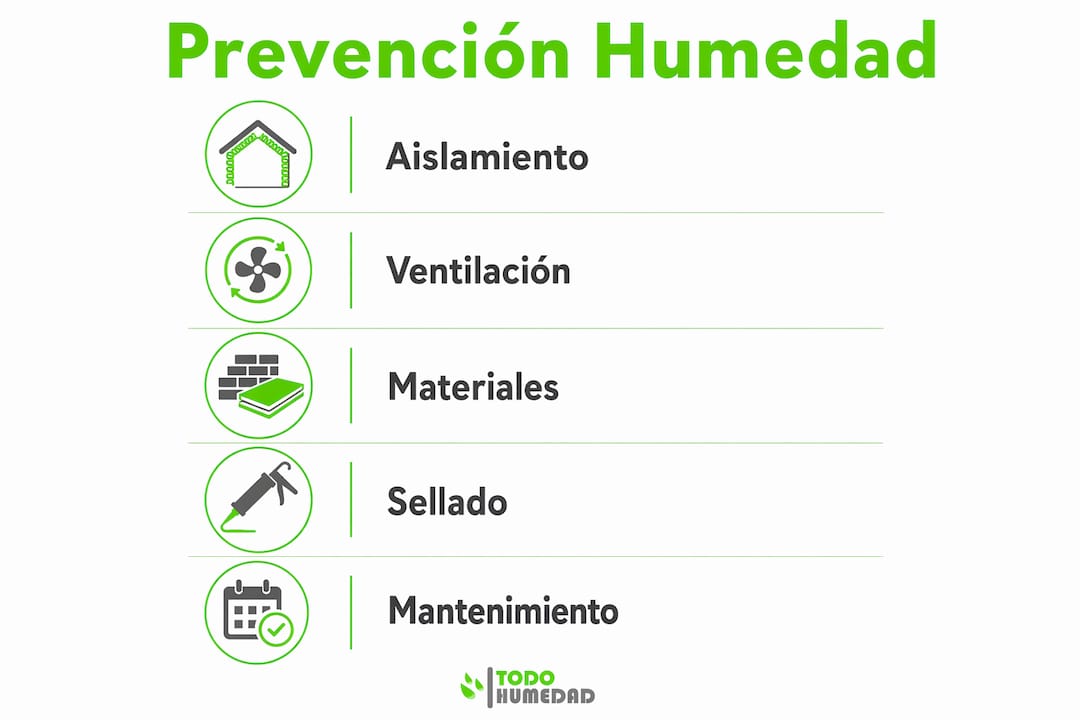Infografía con los pasos esenciales para evitar la aparición de humedad en casa