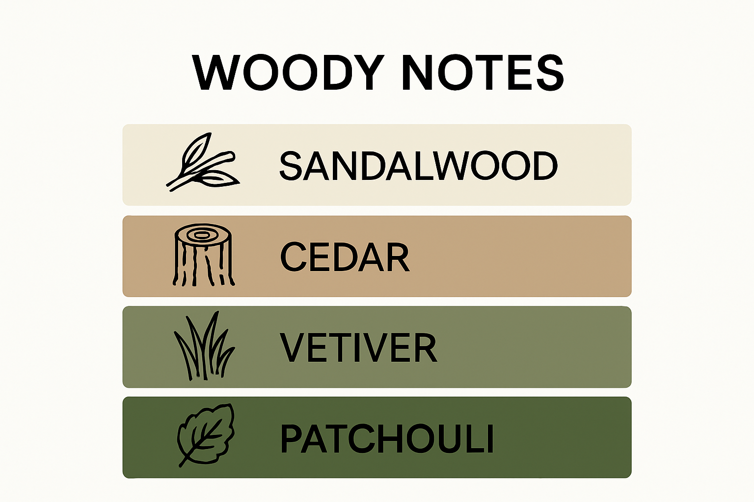 Comparison of key woody fragrance notes