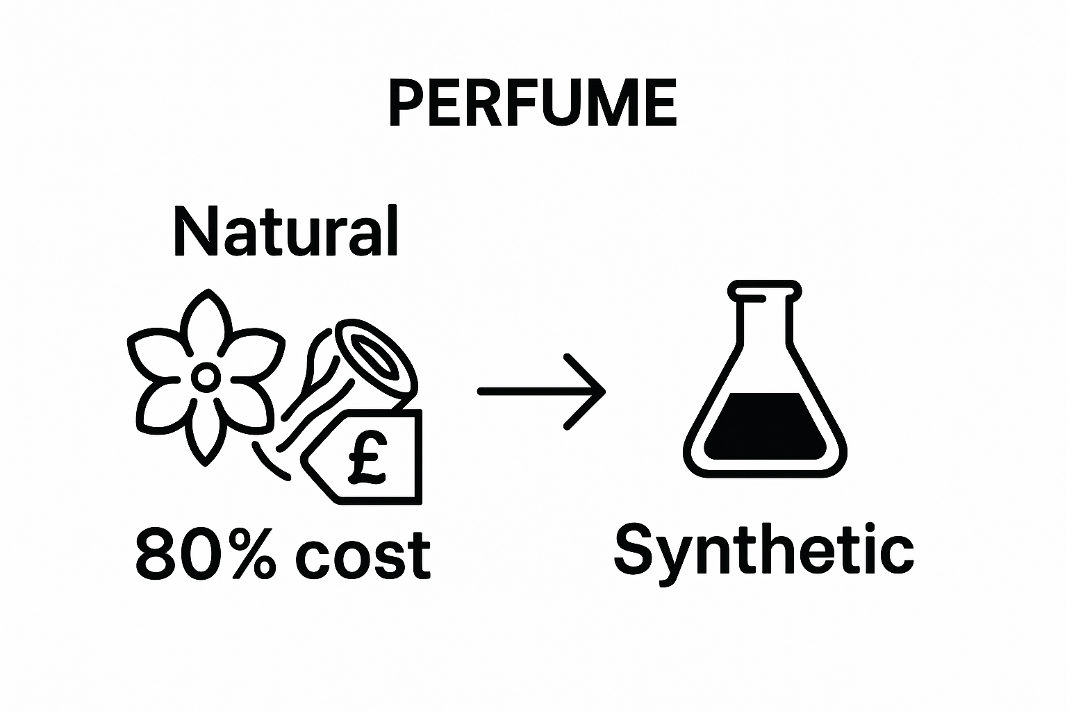 Natural vs synthetic perfume ingredient cost infographic