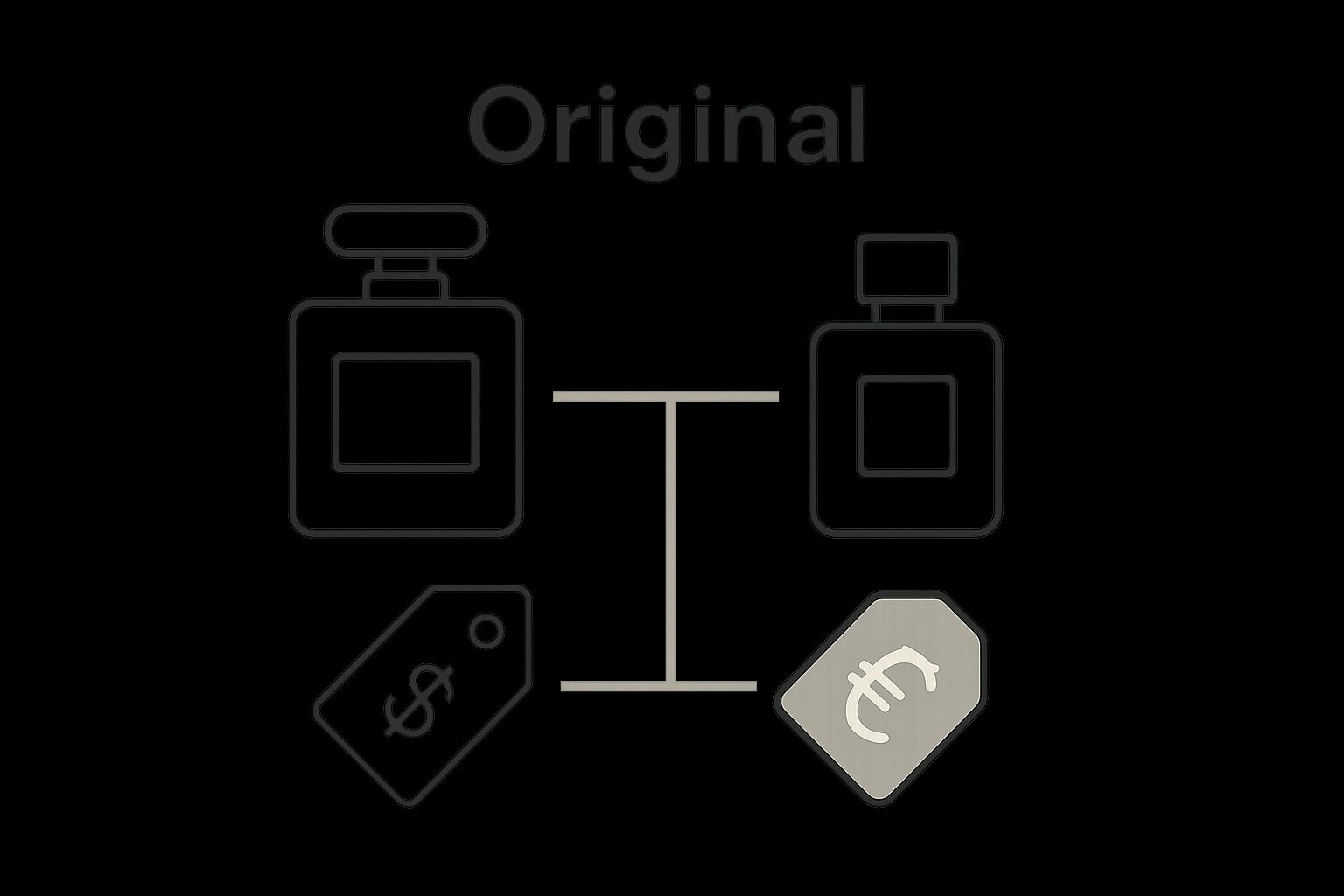 Vergleich zwischen Luxusparfum und Parfumdupe mit Preisunterschieden