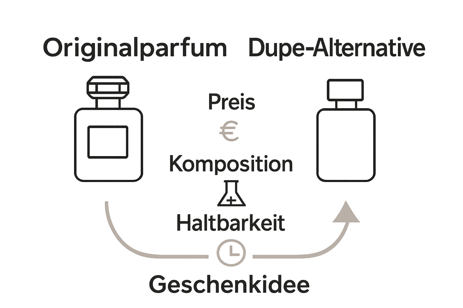 Vergleich Infografik Originalparfum vs. Dupe-Alternative
