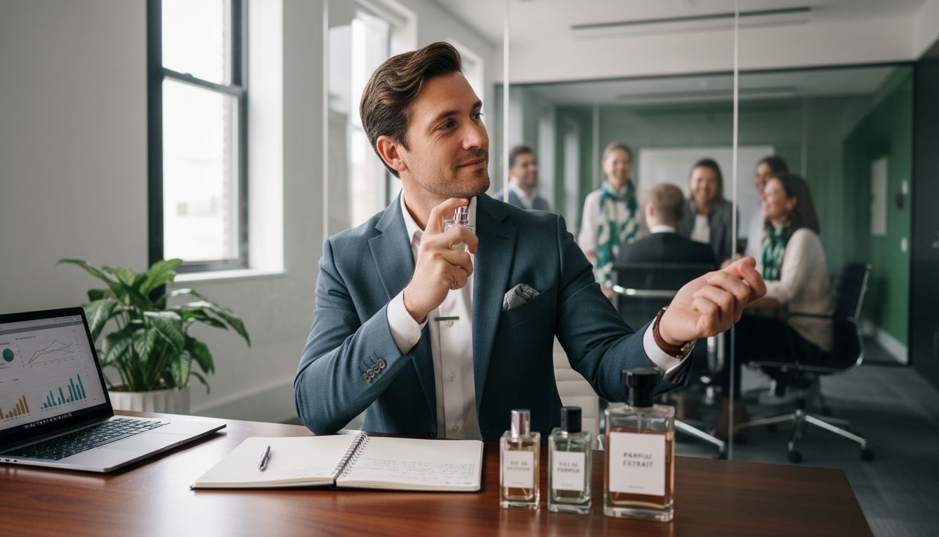 applying cologne workplace