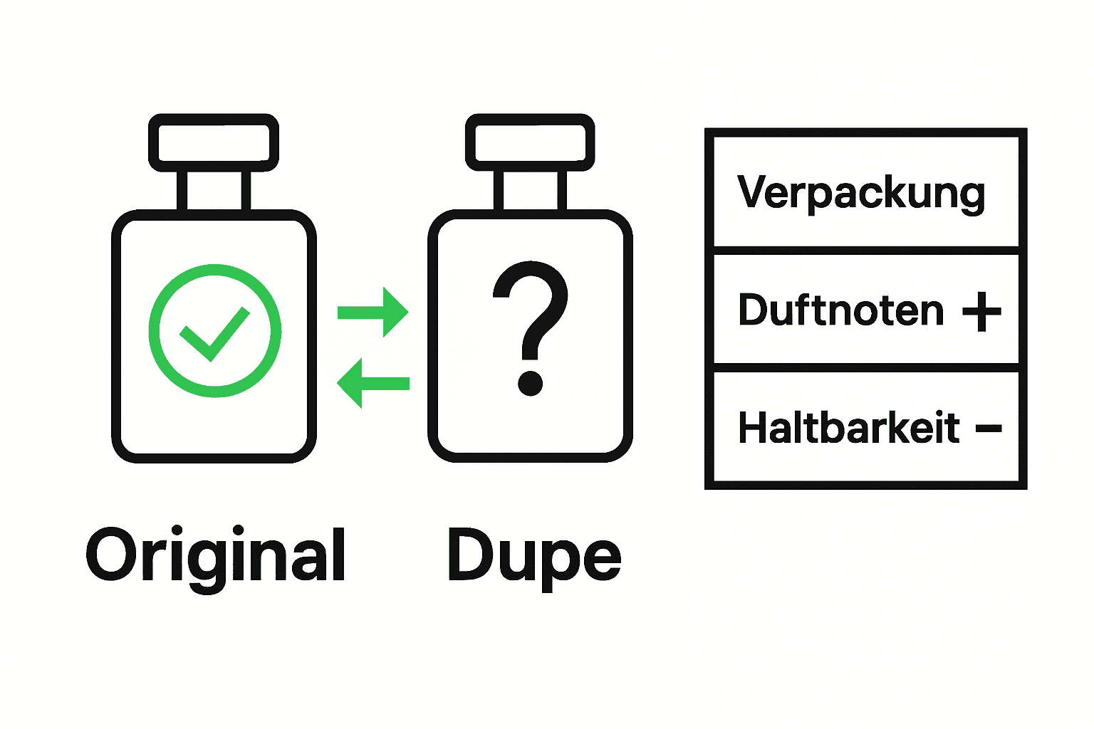 Infografik Unterschied Dupe und Original Parfüm